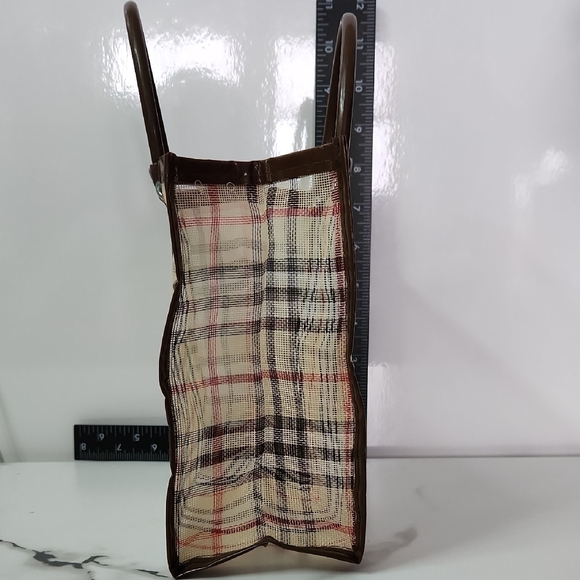 Plaid Mini Tote Bag with Brown Trim - Picture 2 of 3